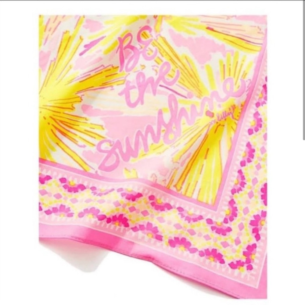 ❌SOLD❌Lilly Pulitzer Scarf Pink Yellow Be The Sunshine Scarf NWT - Picture 2 of 4
